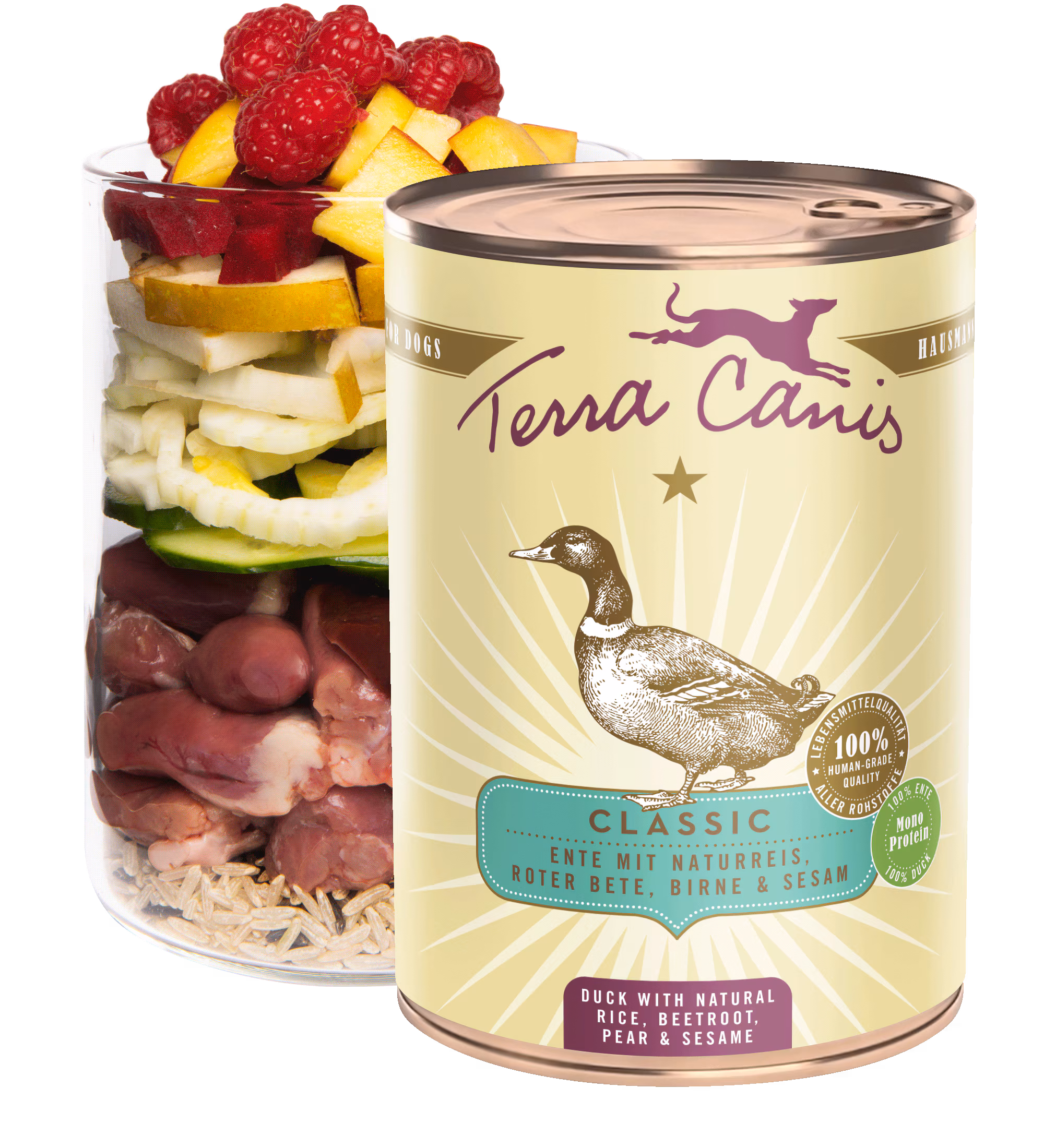 Ente mit Naturreis, Roter Bete, Birne und Sesam